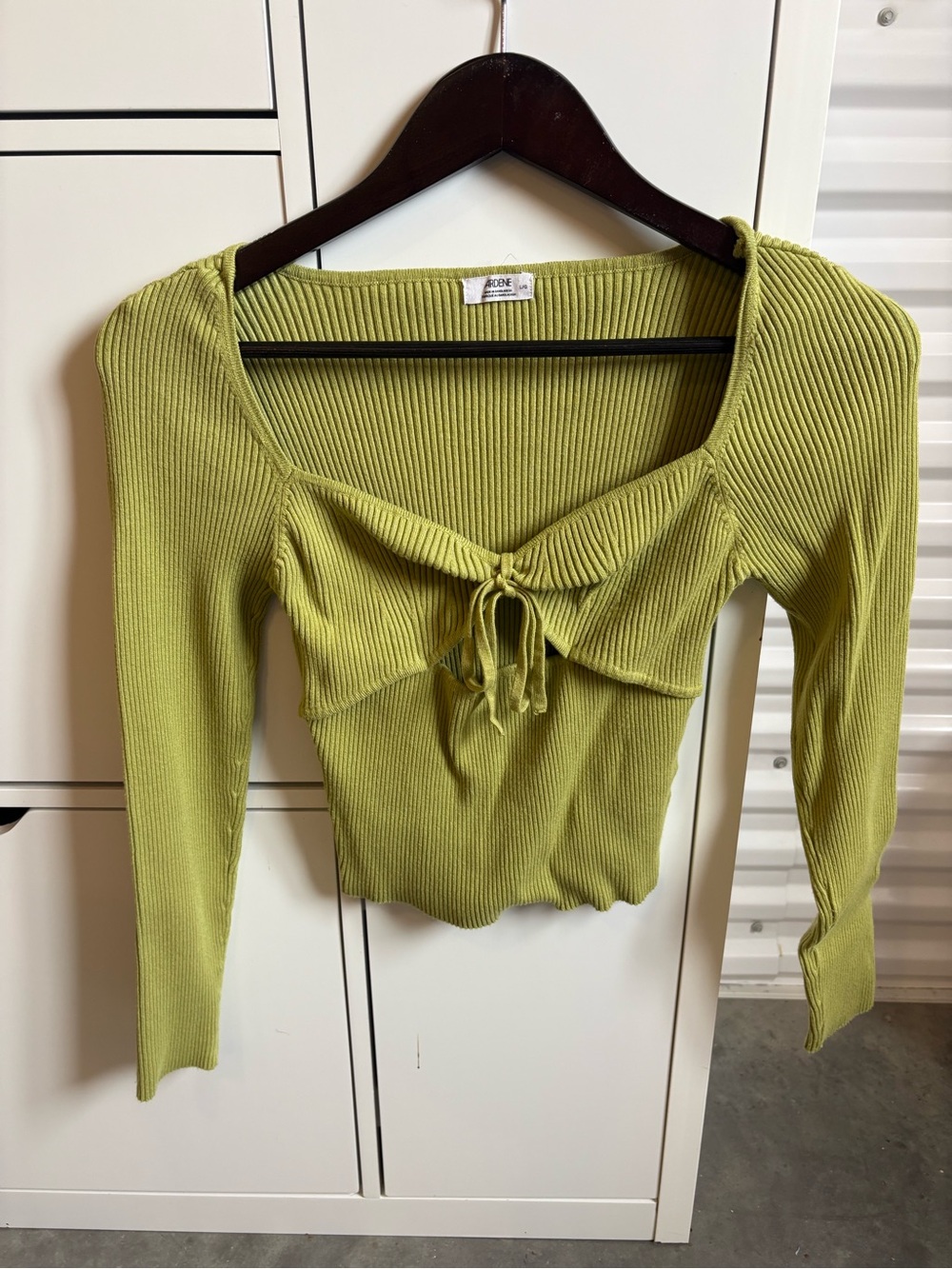 Ardene Ribbed Tie-Front Long Sleeve Top